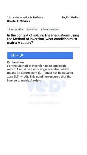 Method of Inversion Matrix Condition Explained