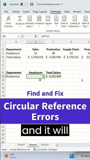 How to find and fix Circular reference errors in Excel
