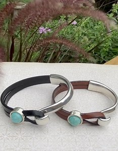 Handmade Leather Cuff Bracelet: Silver & Simulated Turquoise, Boho Jewelry - Etsy