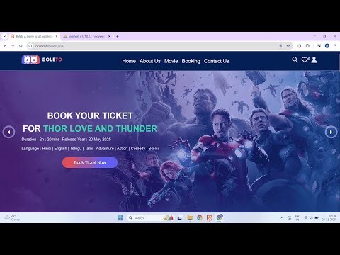Build and deploy a Full stack movie ticket booking Website using: HTML, CSS, JS, PHP & MySQL demo