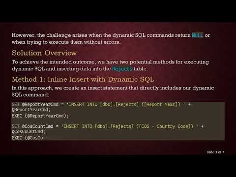 Executing Dynamic SQL in a Stored Procedure: Inserting into a Created Table