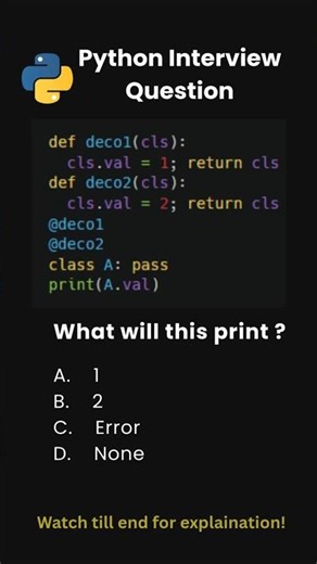 Day 32 | Python Interview Questions | Multiple Decorator Order Trick 🔥#python #coding