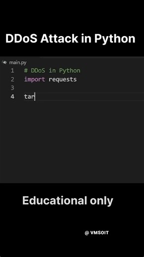 Preventing DDoS Attacks with Python Security | VMSOIT. #CyberSecurity #NetworkDefense #PythonSecurity Learn to fortify your network! 🛡️ Understanding the mechanics of a DDoS attack is the first step in effective security and prevention. This video teaches essential Python techniques for network resilience and ethical hacking defense. How do you secure your projects? 👇 Social details: ❤ Like: If You Like This Post. 📝Comment: If You Have Any Query Or Suggestion. 🚀Share: If This Post Can Help S