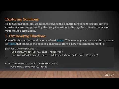 Solving ProtocolA Constraints in Generic Functions in Swift