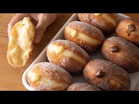 カスタードクリームドーナツの作り方 Custard Cream Donuts（Vanilla & Chocolate）｜HidaMari Cooking