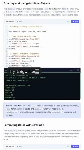 Python datetime Module - Date Objects, Formatting, Timedelta, Parsing — in 30 seconds #Tech #Learn