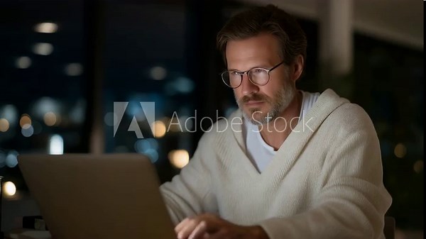 A remote coder working at night with soft LED lights, watching code stream through a build pipeline on a laptop — authentic software workflow, continuous integration process, and modern remote tech