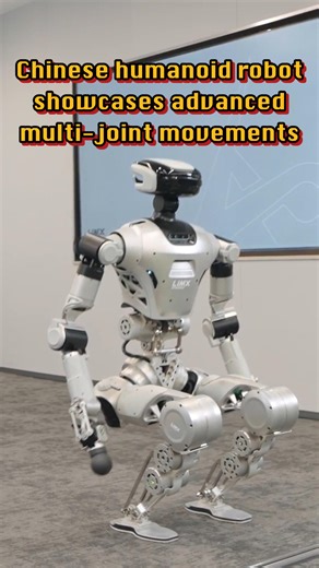 34K views · 180 reactions | A full-size #humanoid robot developed by a Chinese company showcases impressive multi-joint coordination, including lying on its back, performing deep squats, and twisting waist. #Robotics #Innovation | China Xinhua Sci-Tech | Facebook