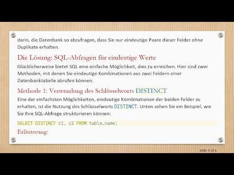 So erhalten Sie eindeutige Kombinationen von zwei Feldern in SQL