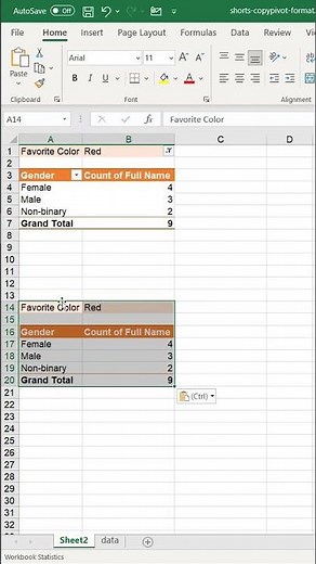 Copy PivotTable Values & Formatting - Excel #Shorts