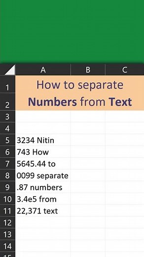 How To Separate Numbers From Text In Excel - Excel Tips & Tricks #shorts