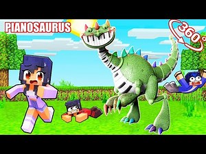 Aphmau Surviving Against PIANOSAURUS in Minecraft - Gameplay 360°