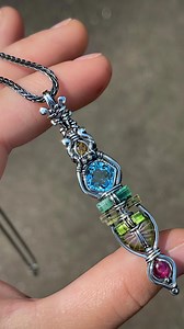 113K views · 5.6K reactions | ~•<• “Spring Stack” •>•~ . Ready to adorn. . This color scheme is the embodiment of spring. We have a citrine sun above a sky blue topaz. Then the greens and pinks of freshly blooming flowers, complete with a watermelon tourmaline butterfly. . . . #wirewrappedjewelry #wirewrapping #springjewelry #bohojewelry #gemstonependant | Autumn Pridgen | Facebook