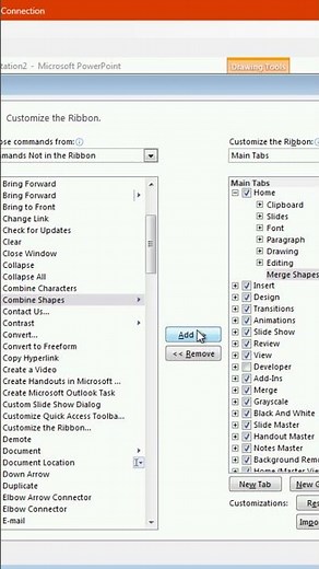 Enabling Merge Shapes or Combine Shapes in PowerPoint 2010