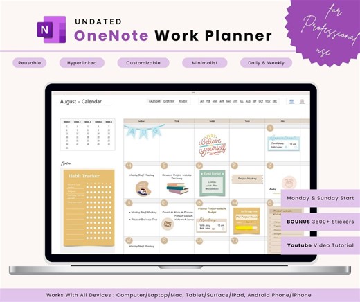 Undated Onenote Planner: Professional Work Template (digital Download) - Etsy