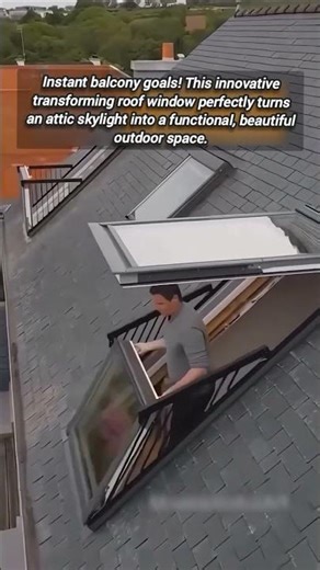 Innovative Skylight Window Effortlessly Transforms into Attic Balcony.