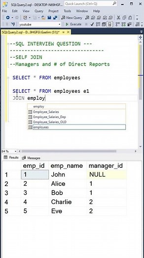 Data Analyst SQL Interview Question |Self-Joins Explained #dataanalysis #sql #sqlinterview