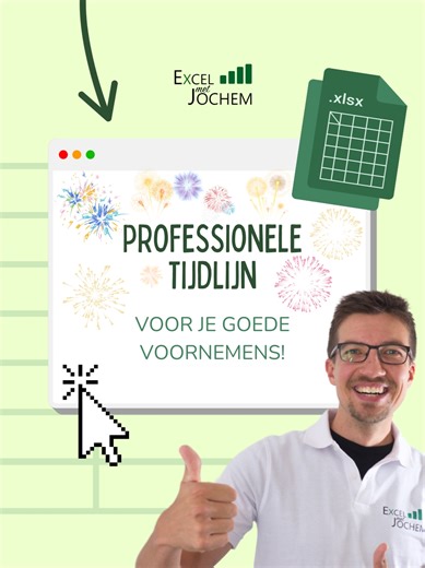 Een wat lange video, maar je leert wel even hoe ontzettend flexibel de grafieken in Excel zijn! In dit voorbeeld laat ik je zien hoe je bijvoorbeeld een professioneel-ogende tijdlijn kunt maken. Wellicht handig om je goede voornemens voor 2026 concreet in te plannen? 🎆 Ik wens je hoe dan ook een... Excellent nieuwjaar! 😏 📚 Wil je trouwens Excel echt professioneel en efficiënt gebruiken? Overweeg dan eens om je -volledig vrijblijvend- in te schrijven voor de wachtlijst van mijn cursussen. Je k