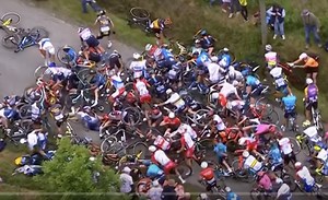 Massive pile-up in the Tour de France