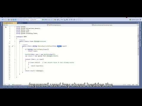 C# Extension Method | Remove Duplicate Characters from String