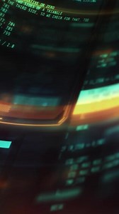 Animated background with computer code in interface windows.