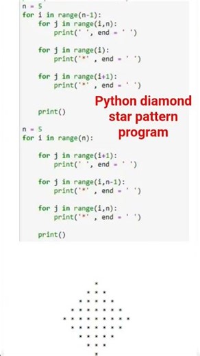 Python diamond star pattern program |CBSE Computer Science | Class 11/12