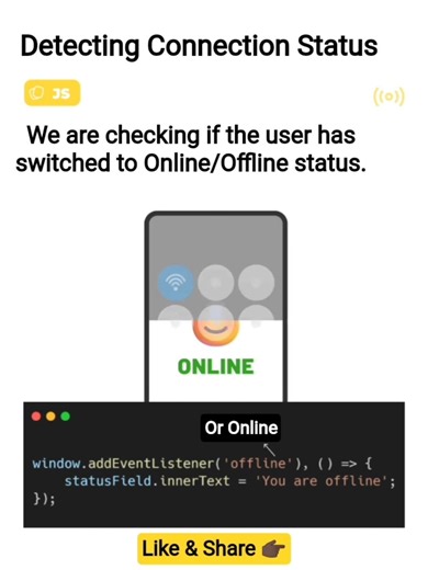 🎭 Detecting Connection Status #css #javascript #html #online #how #tips #webdevelopment #full #ai #x