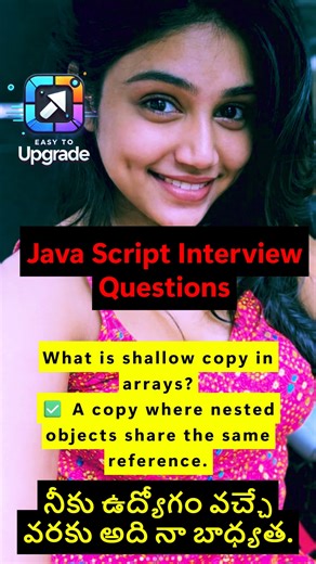 Sunil Kumar Edumala | What is a Shallow Copy in Arrays? 🤔 👉 A shallow copy creates a new array 👉 But nested objects share the same reference Example 👇 let arr... | Instagram