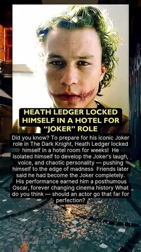 🎭 HEATH LEDGER LOCKED HIMSELF IN A HOTEL FOR “JOKER” ROLE
