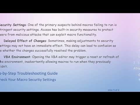 Resolving the Issue of Access Macros Not Working Until VBA Editor is Opened