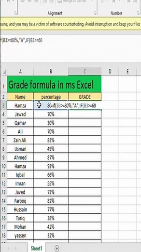 How to use a Grade Formula in MS Excel!