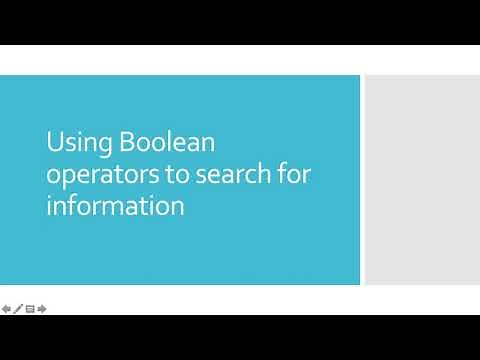 Using Boolean Operators to Search for Information