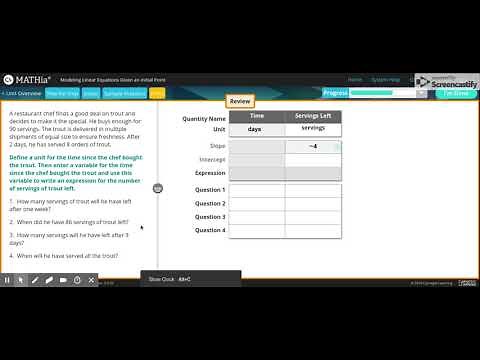 Carnegie Learning: MATHia - Modeling Linear Equations Given an Initial Point Workspace