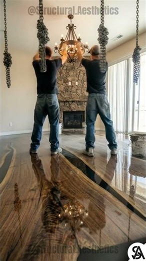 Incredible Epoxy Floor with Suspended Furniture Design #diytransformation #epoxy #home