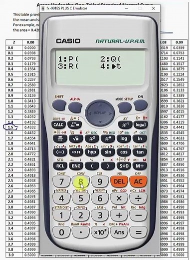 Normal Distribution Table in Scientific Calculator