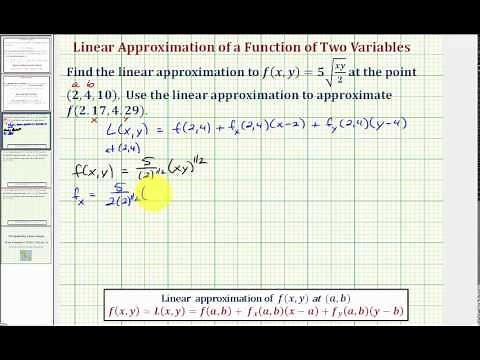 Find a Linear Approximation to a Function of Two Variables and Estimate a Function Value
