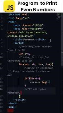 JavaScript Program to Display Even Numbers Between 0 and 50
