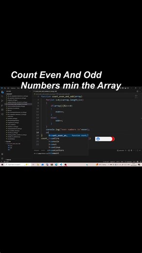 Count Even & Odd Numbers in Array | JavaScript Coding Short #javascript #coding