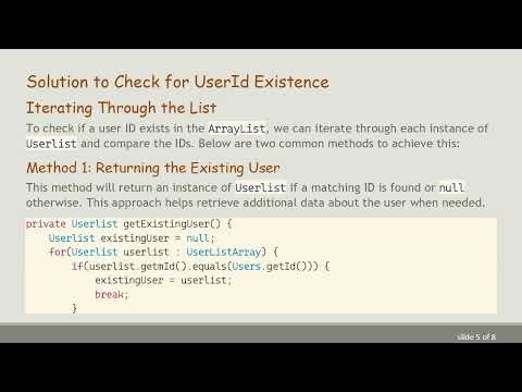 How to Check if a User Id Exists in an ArrayList in Java?
