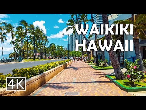 [4K] Waikiki Hawaii - Walking Tour of Most Popular Tourist Area in Honolulu Oahu