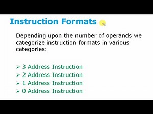 Various Instruction Formats | Zero Address Instruction|3,2,1 Address Instructions