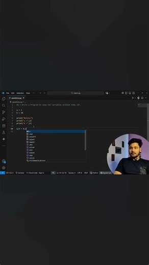 🔄 Swap Two Numbers in Python WITHOUT Using a Third Variable! #shorts #ytshorts