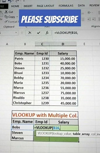 vlookup with multiple columns in excel | excel tutoring