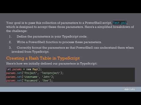 How to Pass a Hash Table from TypeScript to PowerShell Script