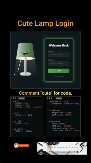 Cute Lamp Login Animation 🔥 HTML CSS JavaScript UI Design