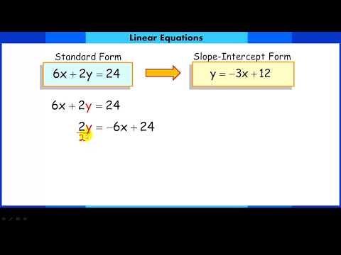 Converting Linear Equations from Standard Form to Slope Intercept Form