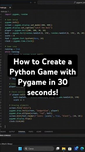 How to Create a Python Game with Pygame in 30 seconds! #pygame #pythonprogramming #python