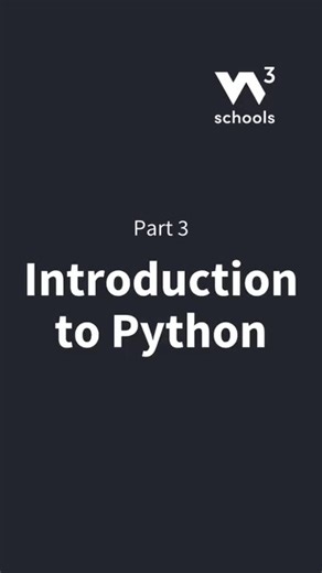 Introduction to Python: Part 3 🐍 This is the final part of our Python introduction series! 🎉 Wrap up the basics and see why Python is one of the most popular programming languages today. Watch Part 3 now! 🎥 #python #programming #learntocode #codingforbeginners | w3schools.com