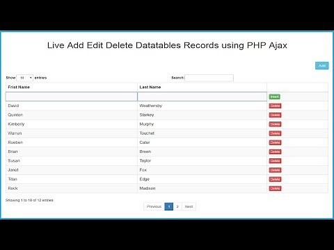 Datatables Live Records Add Edit Delete using PHP Ajax JQuery
