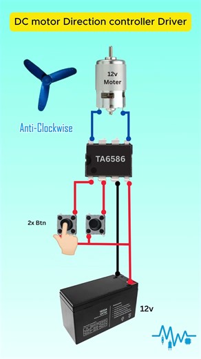 DC Motor Forward/Reverse Control using TA6586 #Shorts
